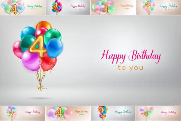 Celebrate the Fourth Year: Vibrant Birthday Illustrations for Your Projects