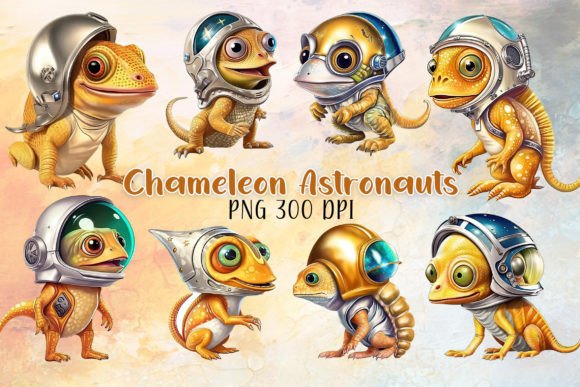 Chameleon Astronaut Illustrations: A Cosmic Journey