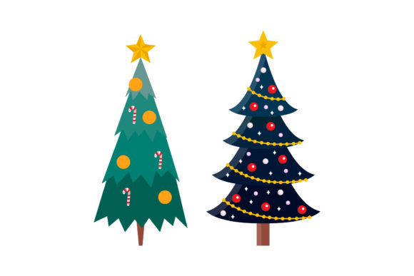 Christmas Tree Set Vector Illustrations: Festive Design Assets