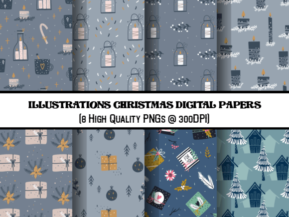 Elevate Your Holiday Projects with Christmas Illustrations Digital Papers
