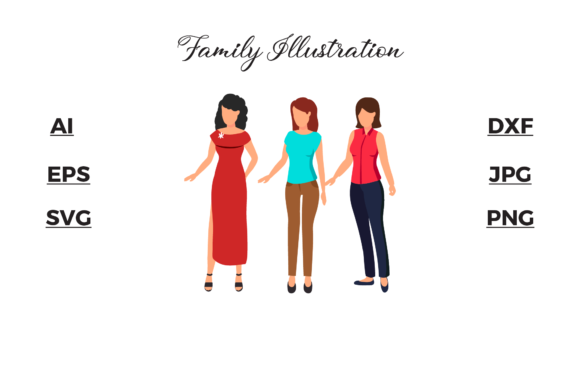 Family - Three Sisters Illustrations: A Creative Asset for Designers