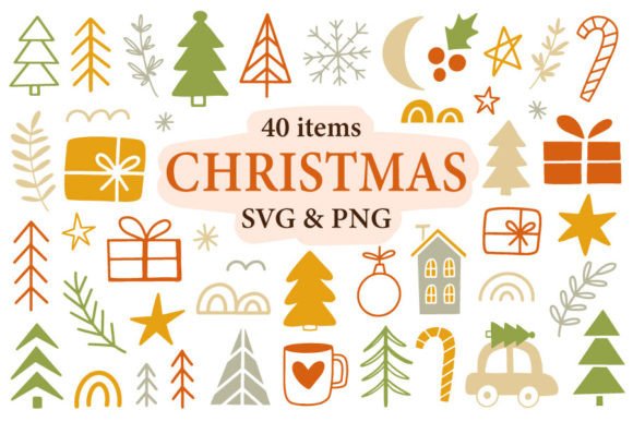 Festive Charm in Vector: Christmas SVG PNG Doodle Illustrations