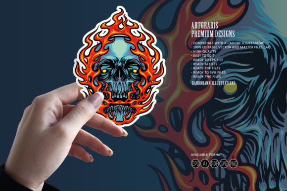 Fire Skull Head Mascot Illustrations: Ignite Your Design Assets