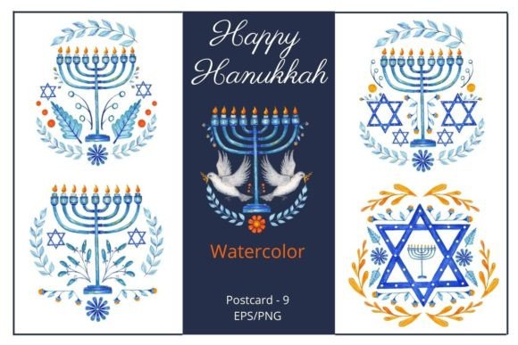 Hanukkah Set of 9 Illustrations: Elevate Your Holiday Designs
