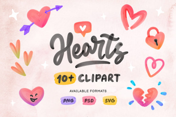 Hearts Clipart Illustrations: Modern Watercolor Design Assets