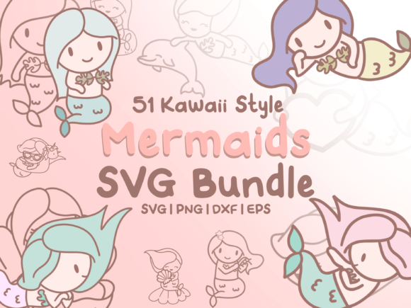 Kawaii Mermaids SVG Illustrations: A Splash of Whimsy
