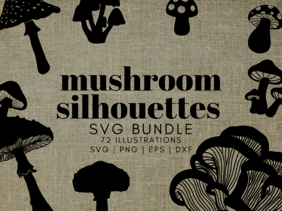Mushroom Silhouettes SVG Illustrations: Nature's Whimsical Design Assets