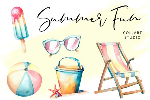 Summer Fun, Cute Beach Illustrations: Your Go-To Clipart Set
