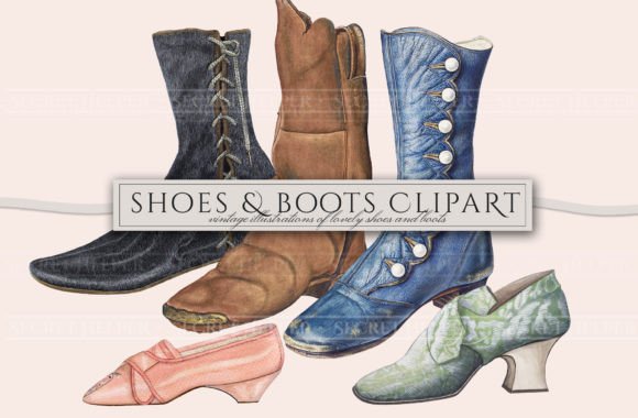 Timeless Elegance: Using Vintage Shoe Clipart Illustrations in Your Projects