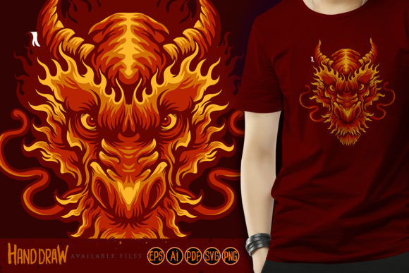 Unleashing Power: Angry Head Red Dragon Illustrations
