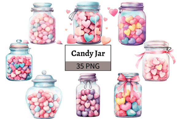 Valentine Candy Jar Illustrations: A Sweet Design Asset
